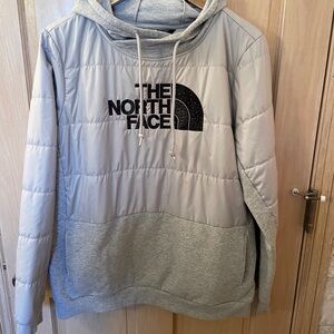 The North Face Light Gray Women's Hoodie with Quilted Body Sz XL